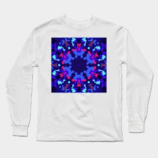 Retro Mandala Blue and Pink Long Sleeve T-Shirt